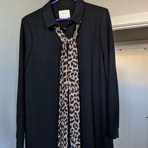 Black Dress with Leopard Tie